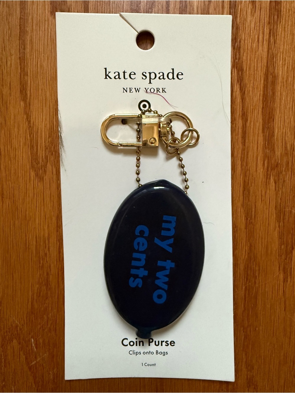 kate spade x target navy blue 'my two cents' coin pouch keychain - Picture 5 of 6